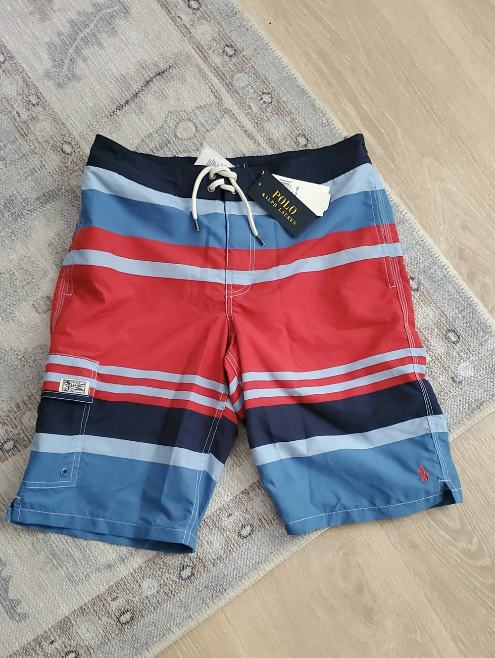 NWT Polo Ralph Lauren Teen Boys Striped Swim Trunks Swimsuit SzL (14-16)